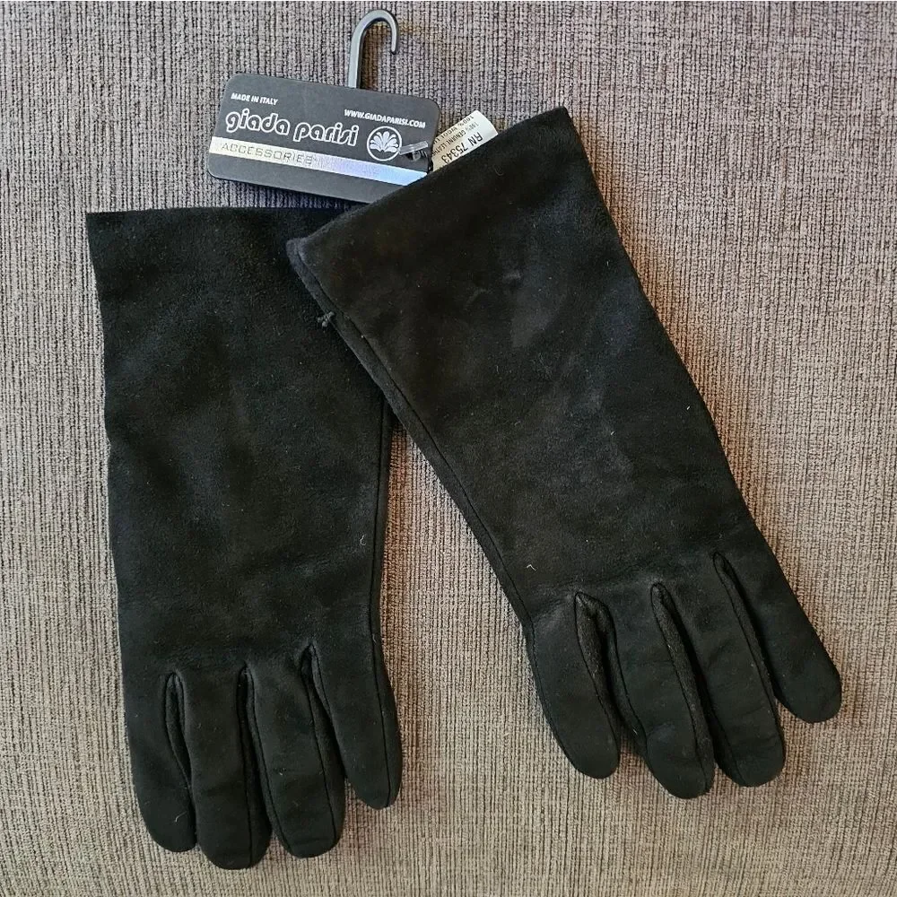 Giada Parisi Black Leather Made in Italy Gloves Size Medium